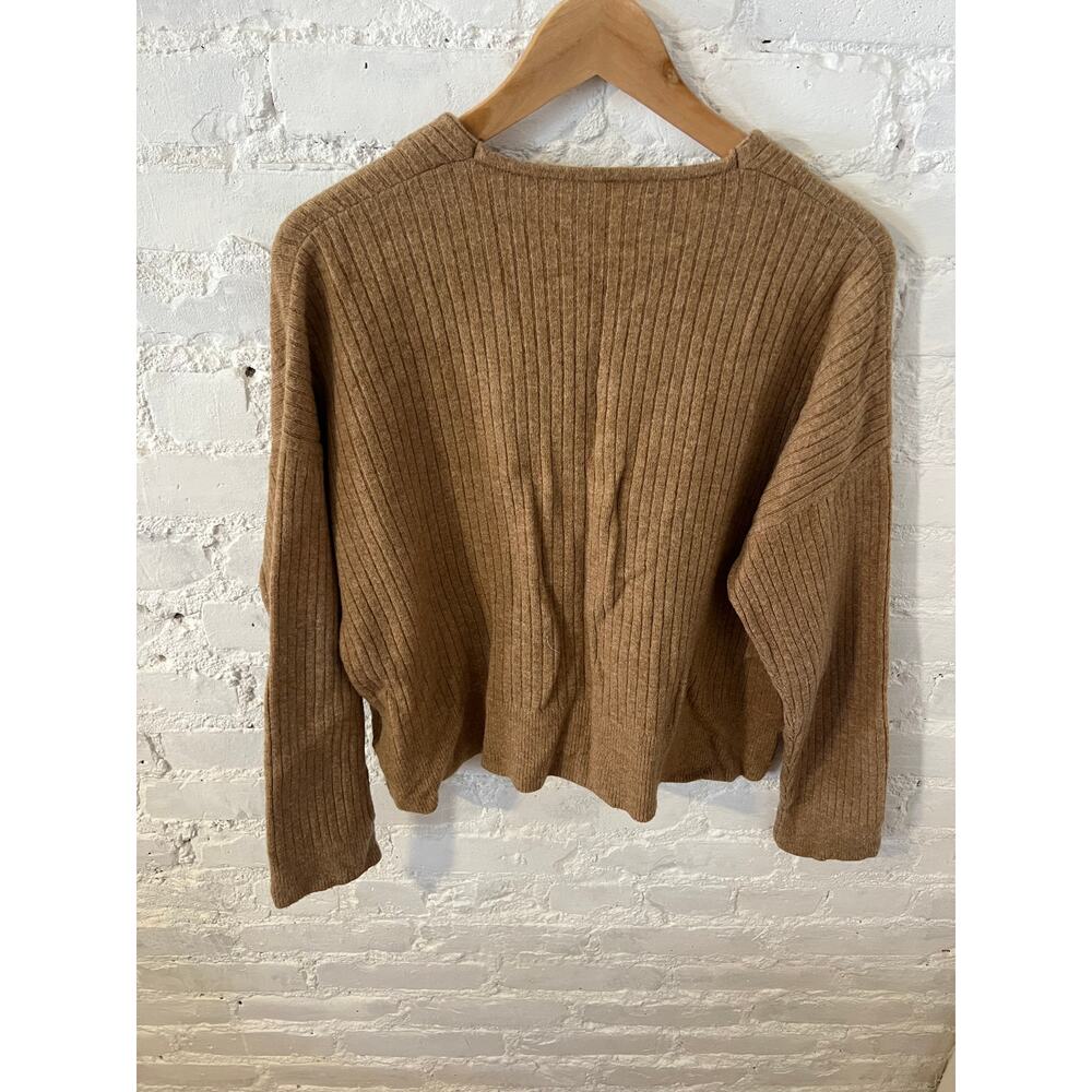 Madewell Womens Cameron Ribbed Cardigan Sweater in Warm Camel Brown Size M - Picture 6 of 7